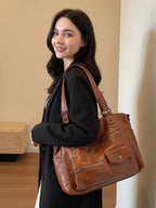Sac de Cours Cuir Vegan Marron