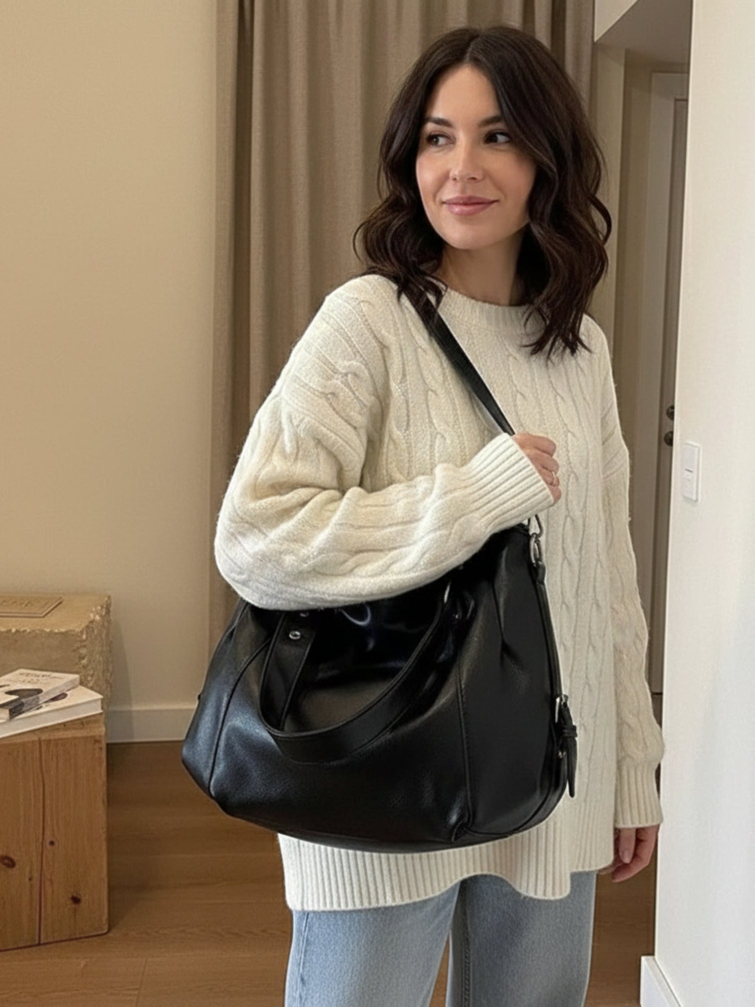 Cabas de Cours en Vegan Cuir Noir