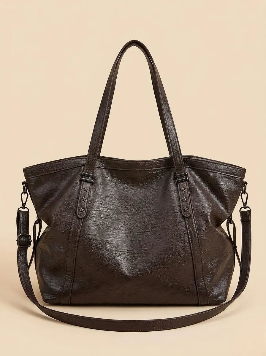 Sac de Cours Vintage en Simili Cuir Marron