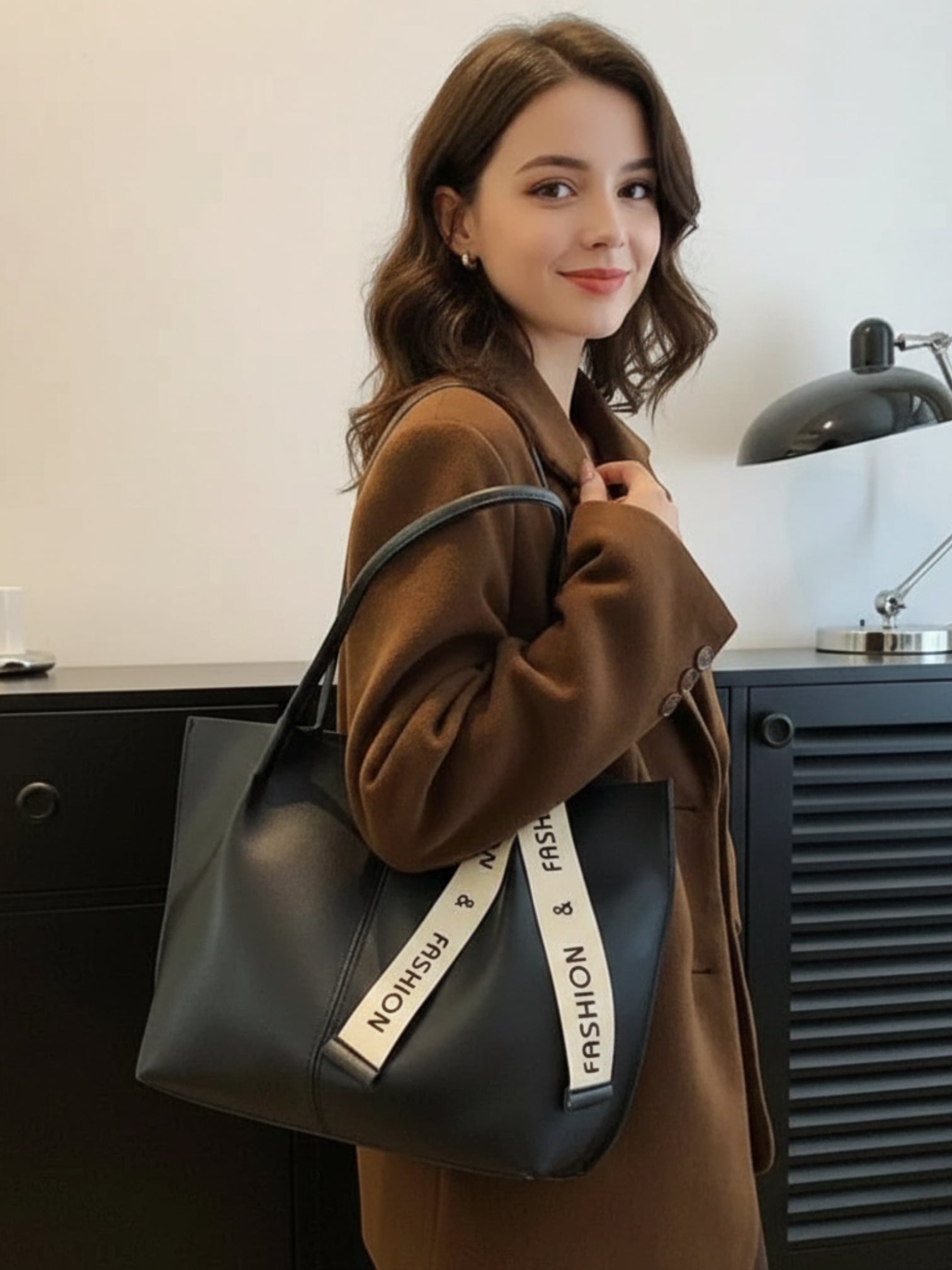 Sac de Cours Cuir Vegan Noir Souple