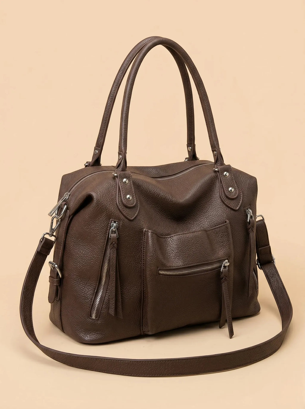 Sac de Cours Luxe Simili Cuir Marron