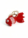 Bijou de Sac au Crochet Poisson Solitaire Rouge