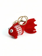 Bijou de Sac au Crochet Poisson Solitaire Rouge