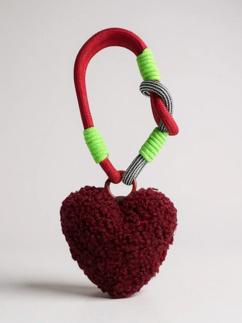 Bijou de Sac Cœur Fourrure Rouge