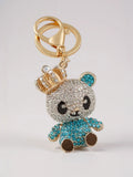 Bijou de Sac Strass Panda avec Couronne Bleu