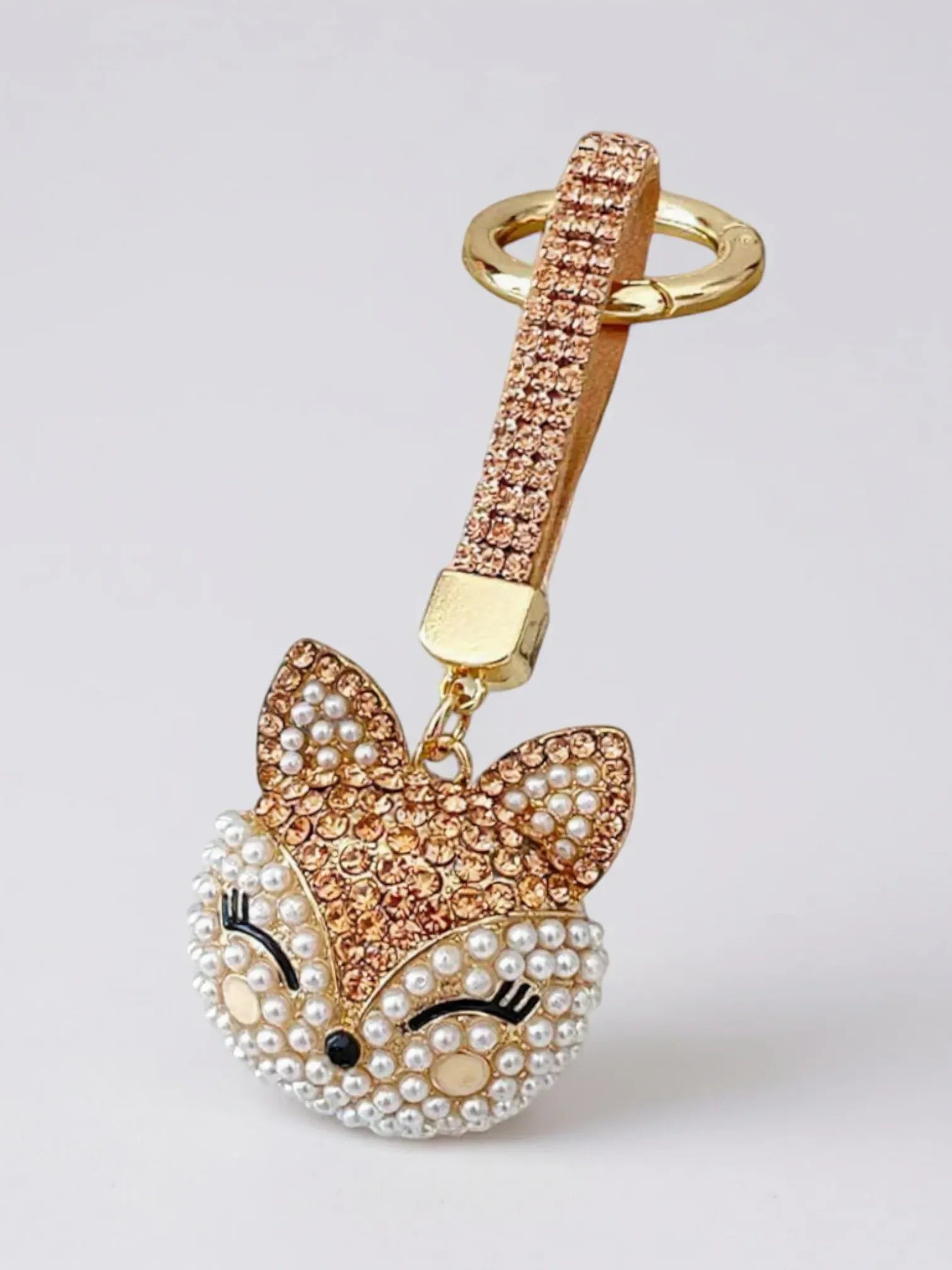 Bijou de Sac Strass Renard Beige