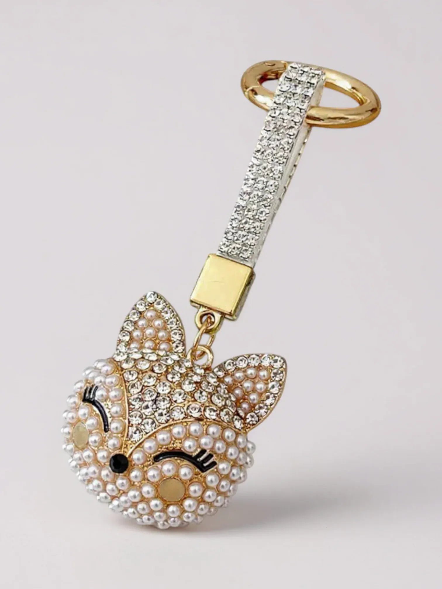 Bijou de Sac Strass Renard Blanc