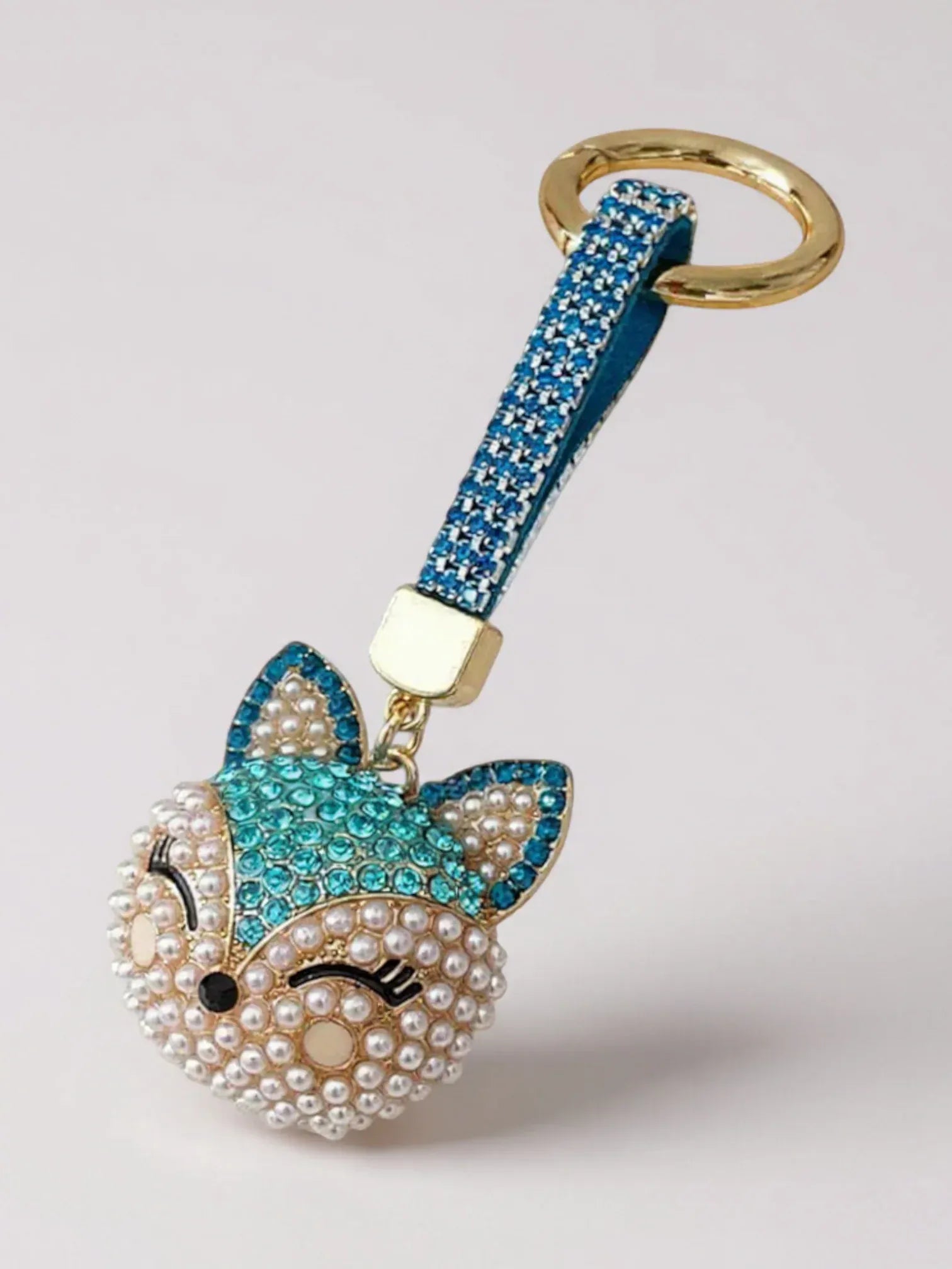 Bijou de Sac Strass Renard Bleu
