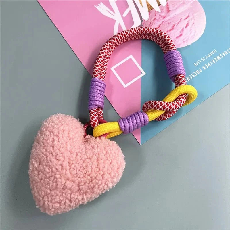 Bijoux de Sac Cœur Fourrure pink