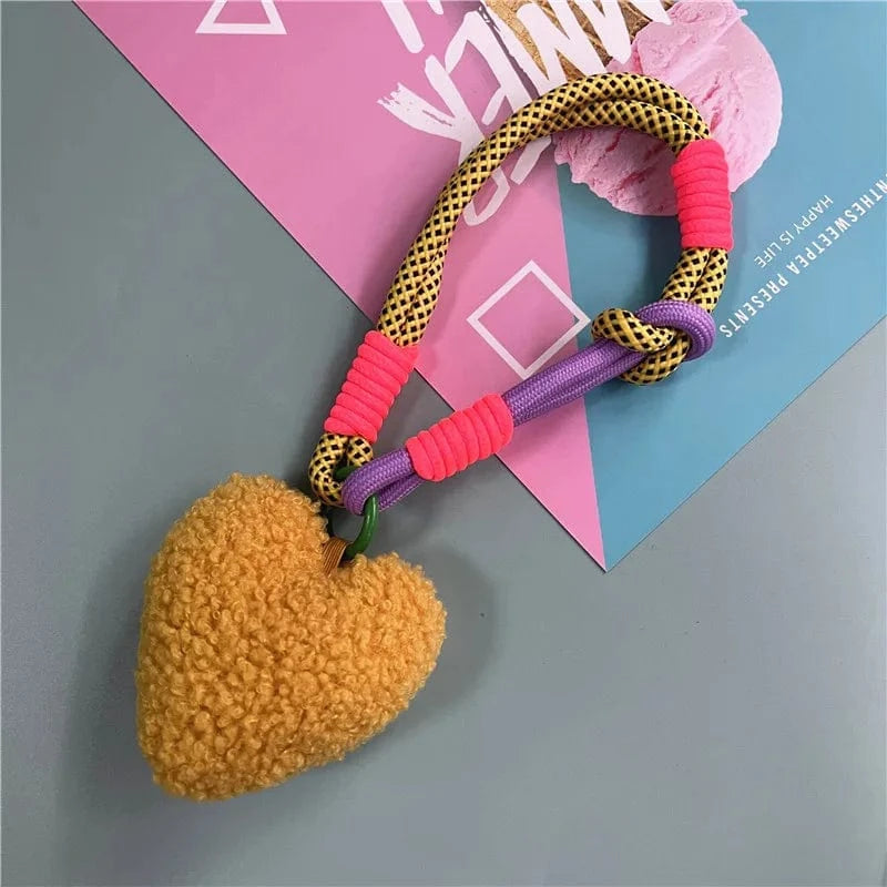 Bijoux de Sac Cœur Fourrure yellow