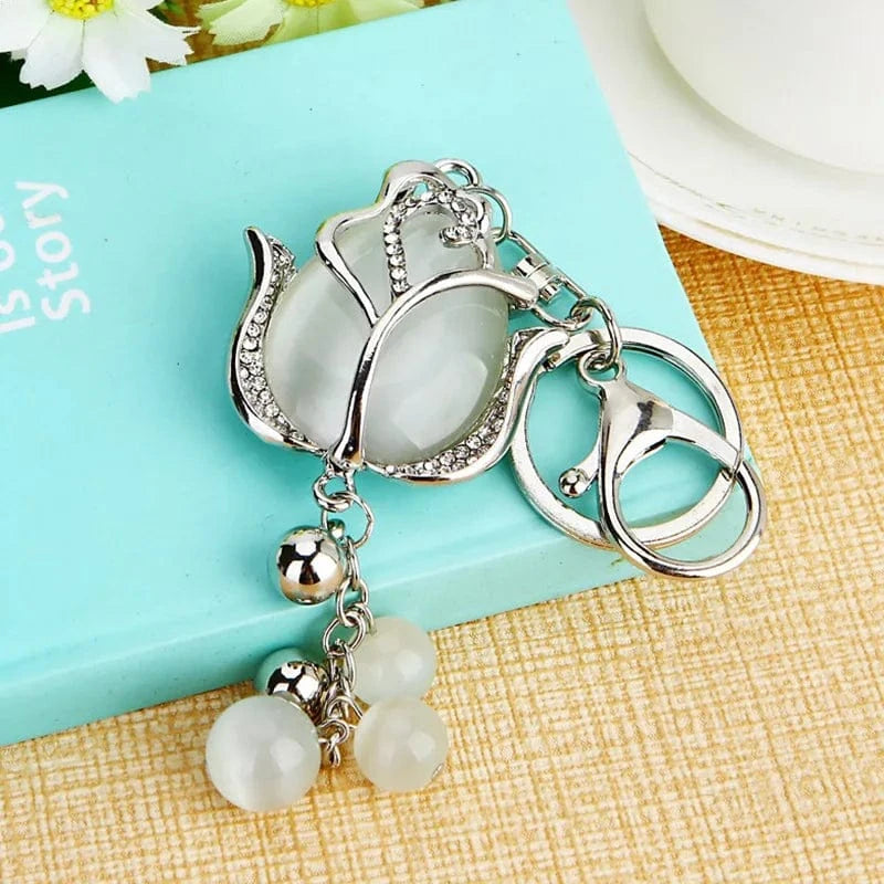 Bijoux de Sac Fleur de Lotus SilverWhite