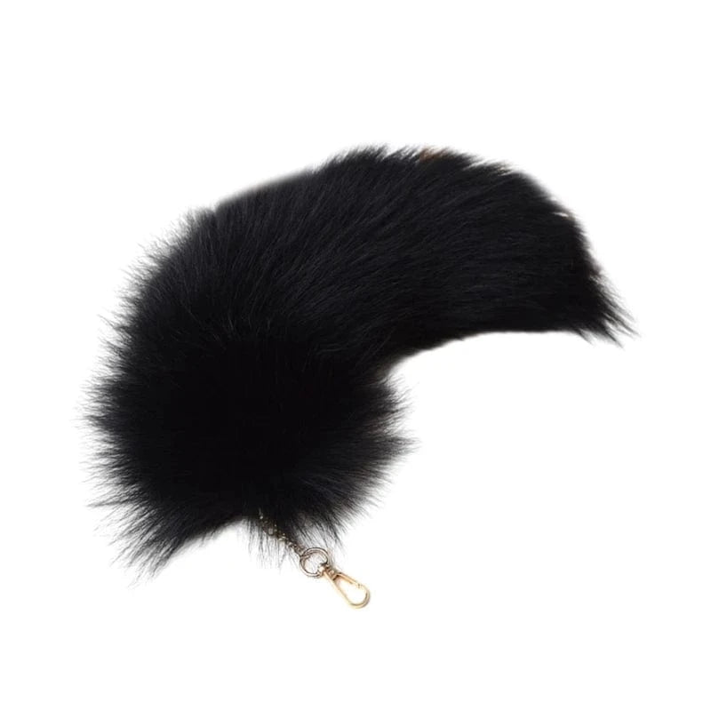 Bijoux de Sac Fourrure Style BB-Black 35CM