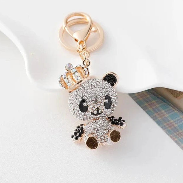 Bijoux de Sac Strass Panda avec Couronne 6219 black