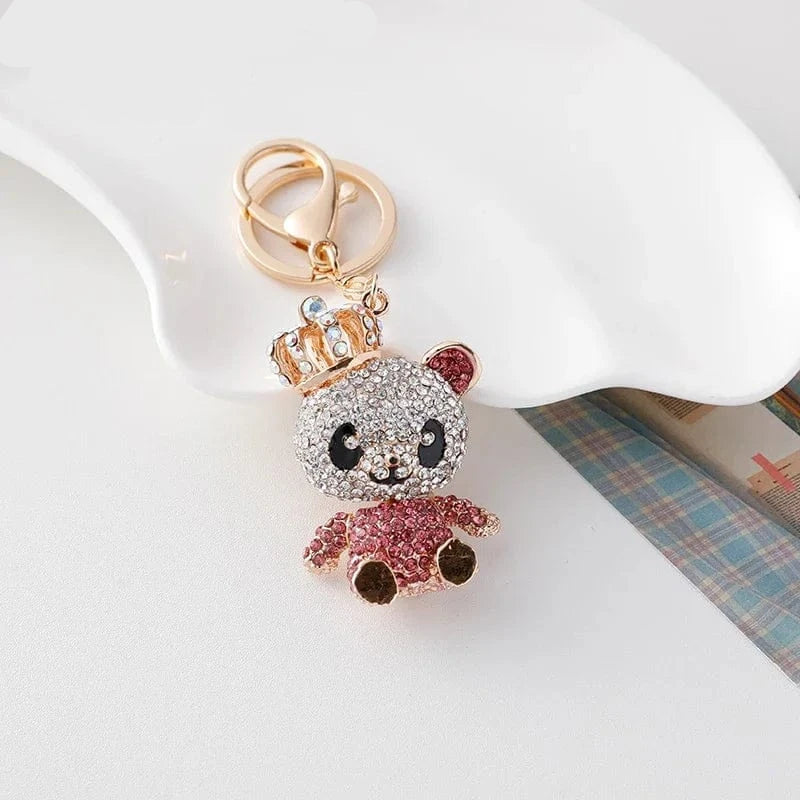 Bijoux de Sac Strass Panda avec Couronne 6219 pink