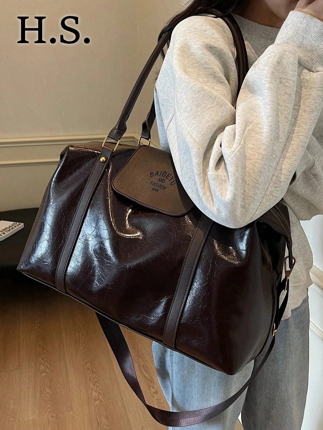 Cabas de Cours Cuir Fashion black