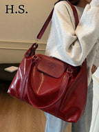 Cabas de Cours Cuir Fashion Burgundy