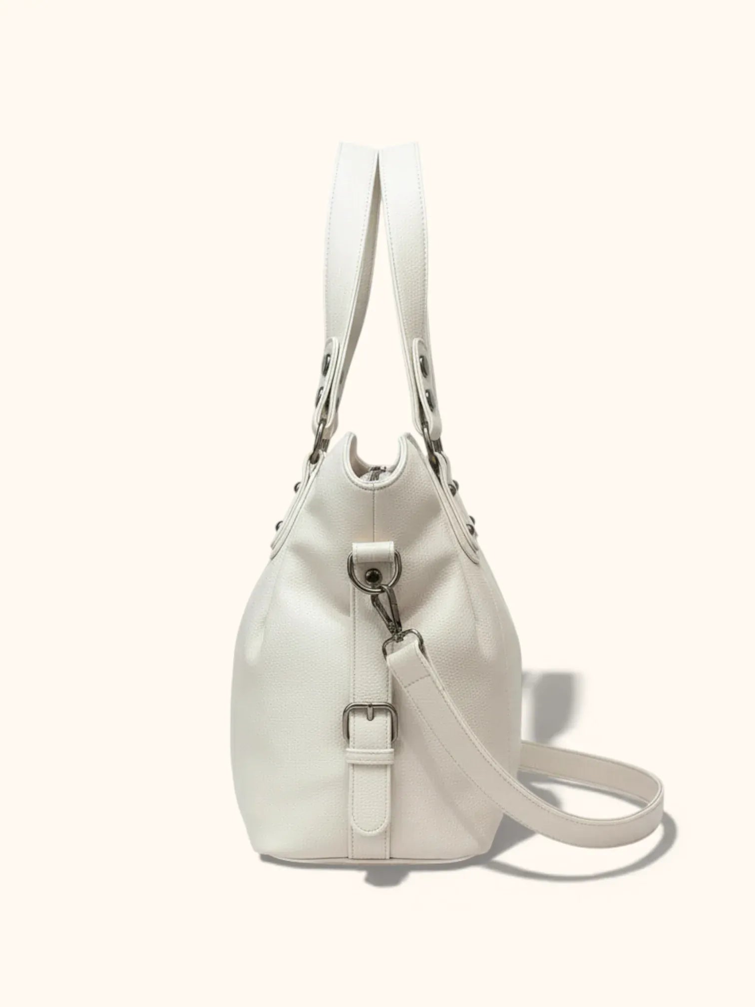 Cabas de Cours en Cuir Vegan Blanc Blanc