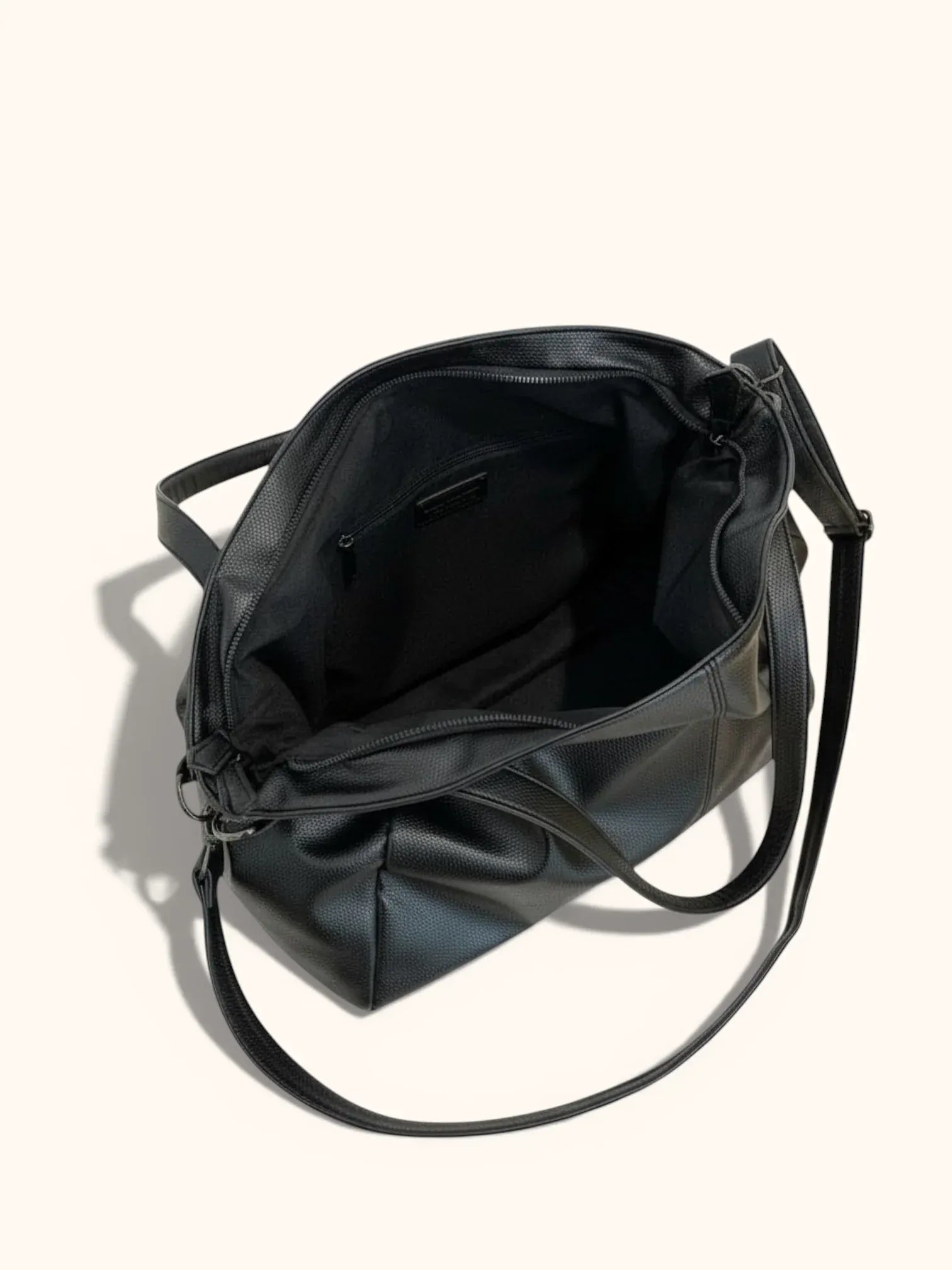 Cabas de Cours en Cuir Vegan Zipper Noir