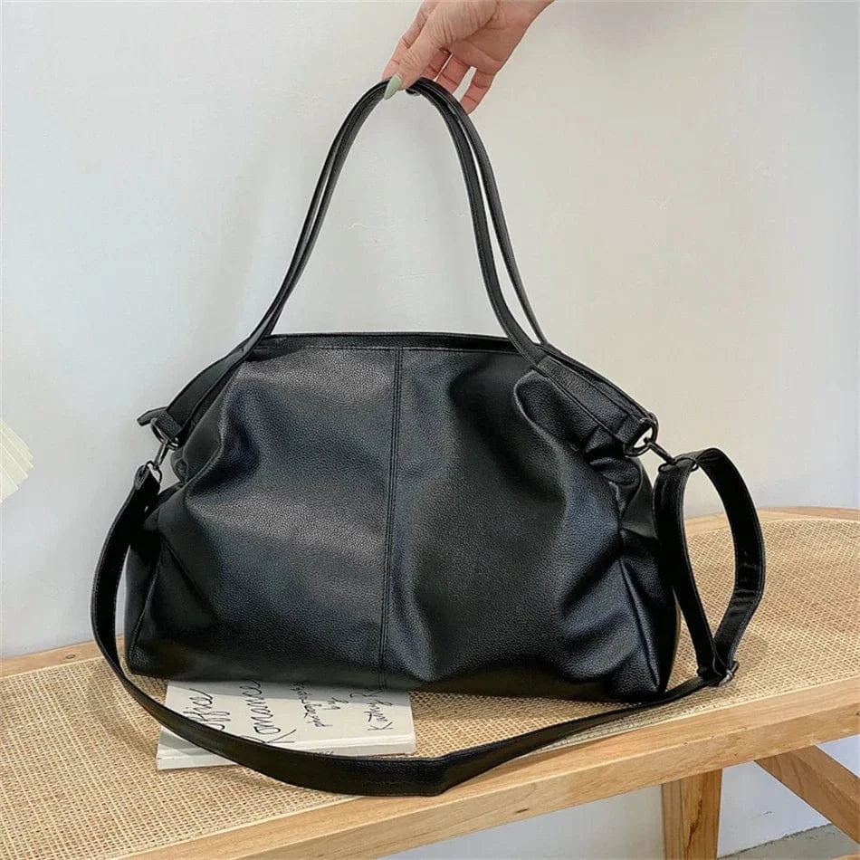 Cabas de Cours en Cuir Zipper Black