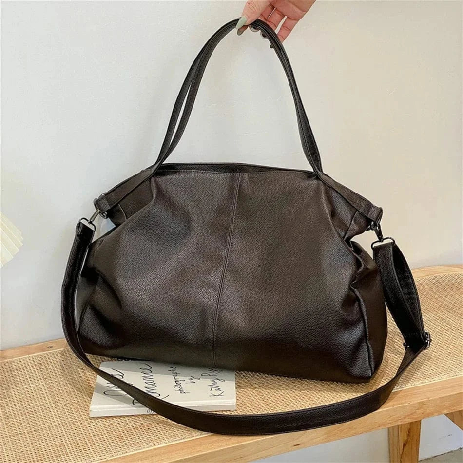 Cabas de Cours en Cuir Zipper Coffee