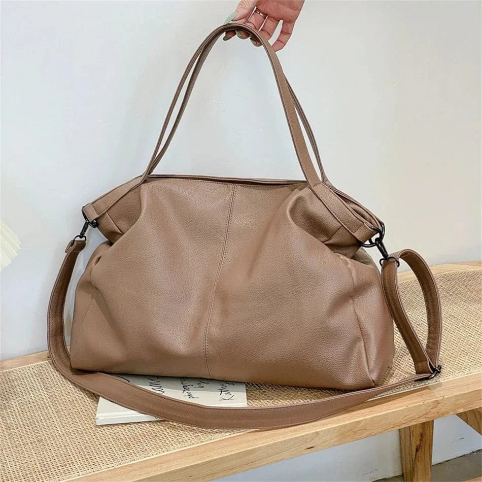 Cabas de Cours en Cuir Zipper Khaki