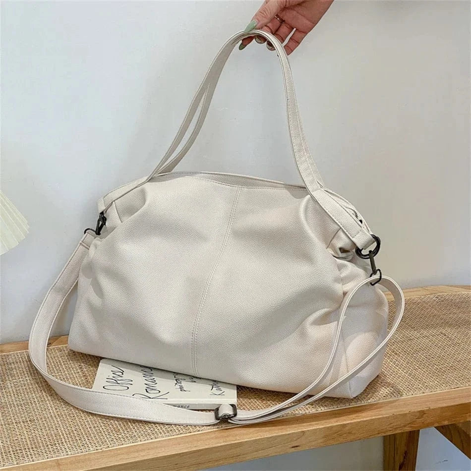 Cabas de Cours en Cuir Zipper White
