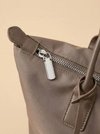 Cabas de Cours Nylon Imperméable Poignées Cuir Gris