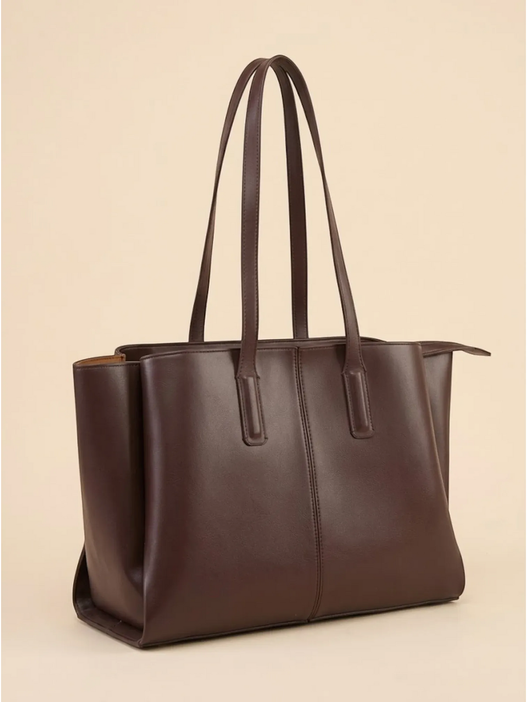 Cabas en Cuir Vegan Zippé Café