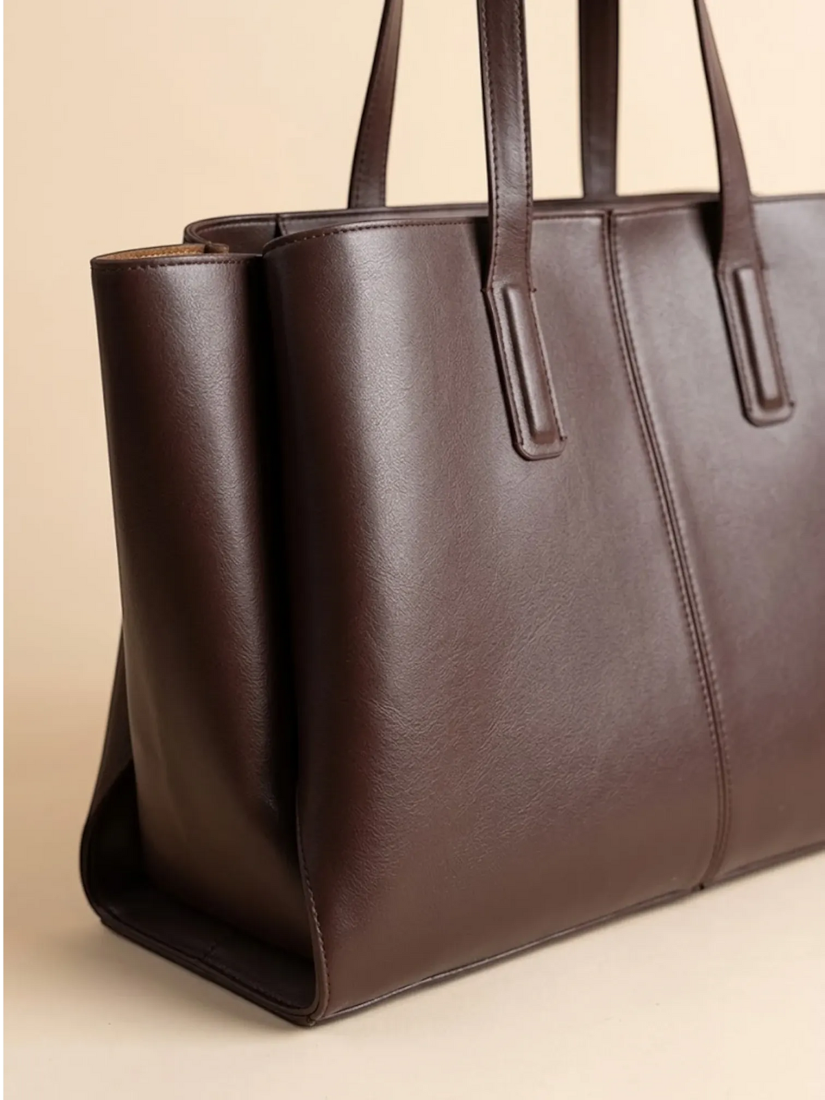Cabas en Cuir Vegan Zippé Café