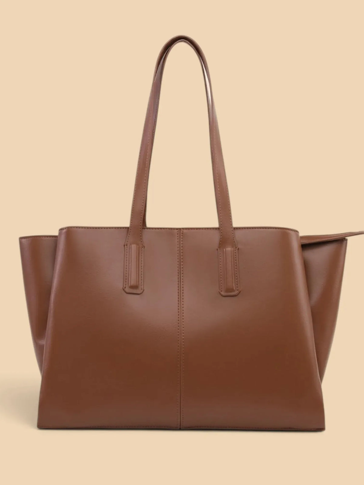 Cabas en Cuir Vegan Zippé Camel