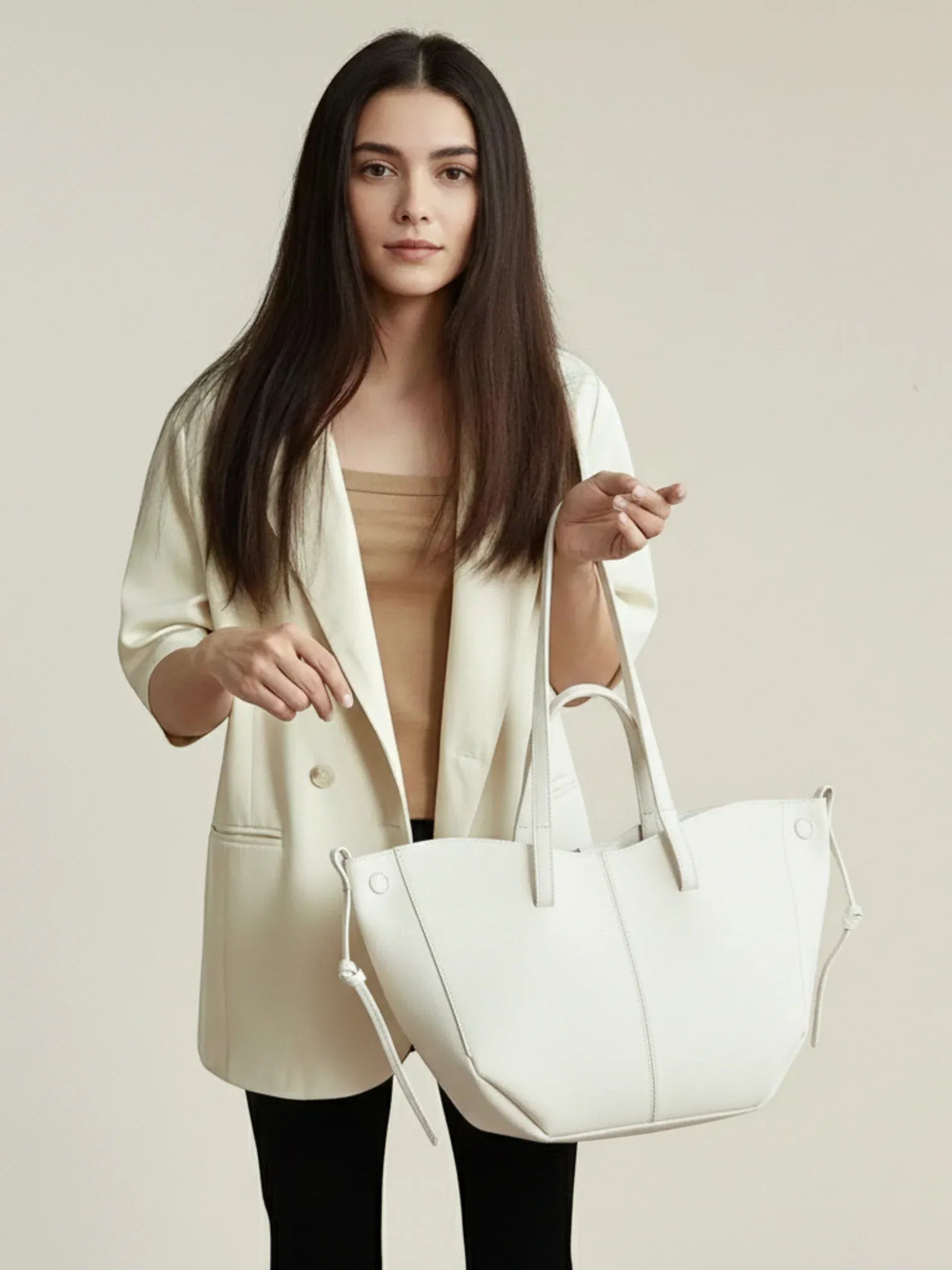 Grand Cabas en Cuir Vegan Blanc