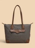 Grand cabas toile et cuir femme Gris