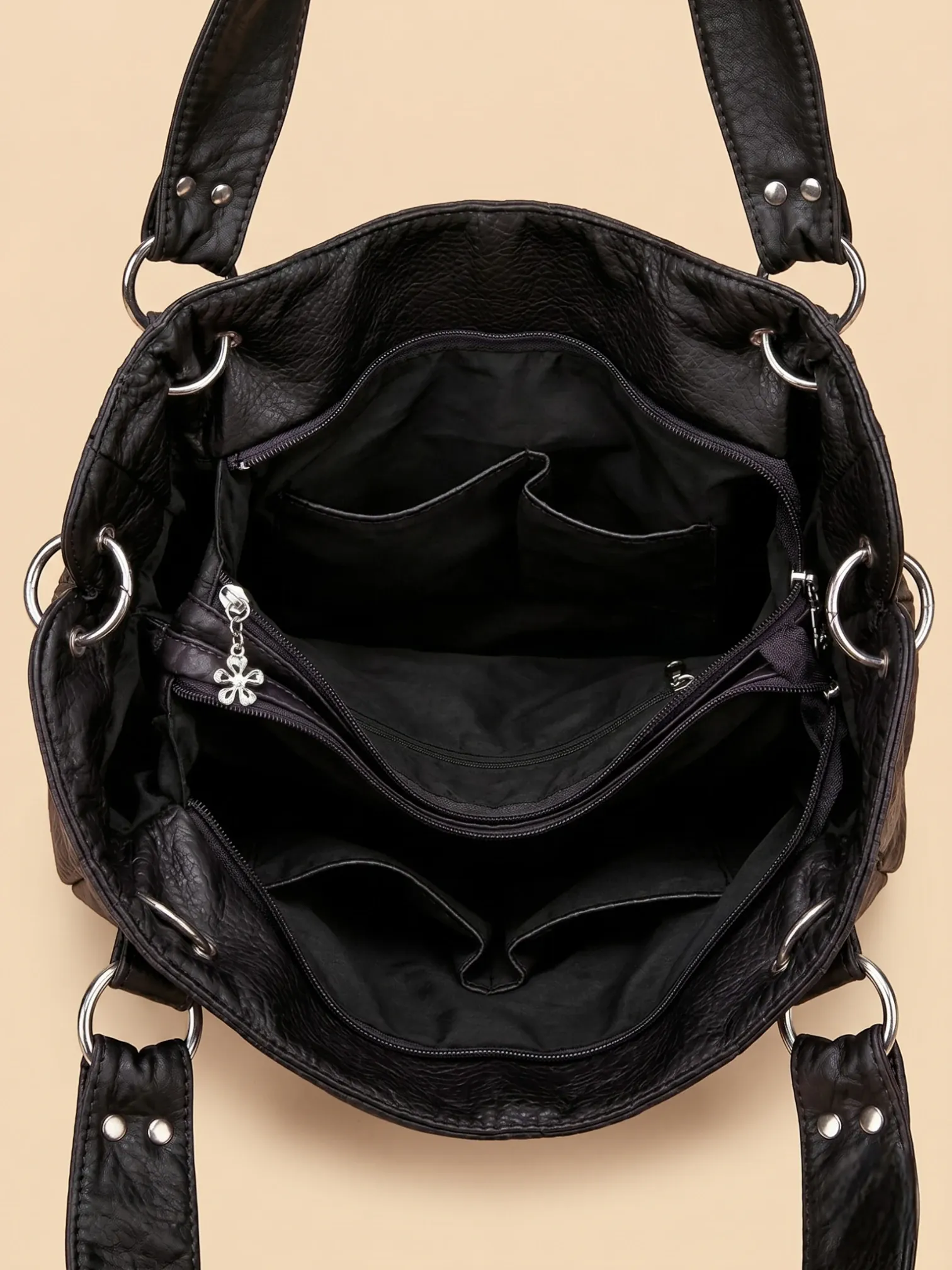 Grand Sac a Main de Cours Y2K Cuir Vegan Noir