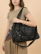 Grand Sac a Main de Cours Y2K Cuir Vegan Noir