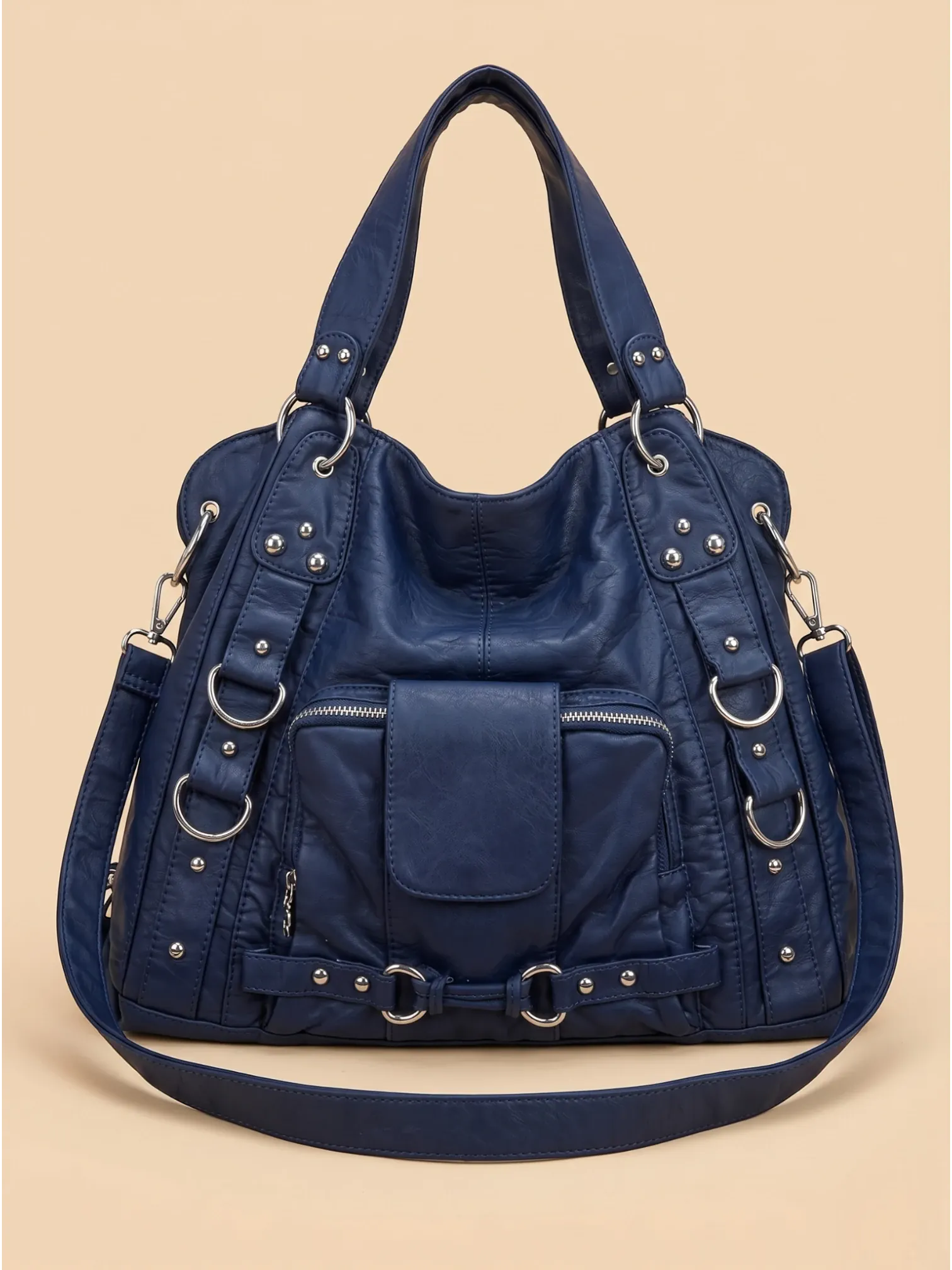 Grand Sac a Main de Cours Y2K Cuir Vegan Bleu