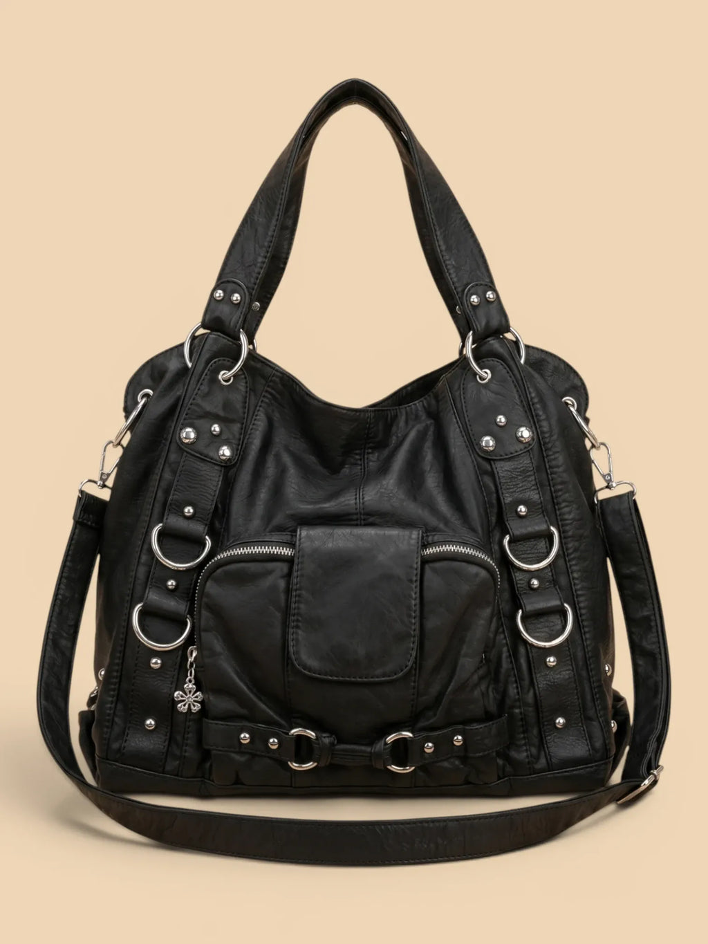Grand Sac a Main de Cours Y2K Cuir Vegan Noir