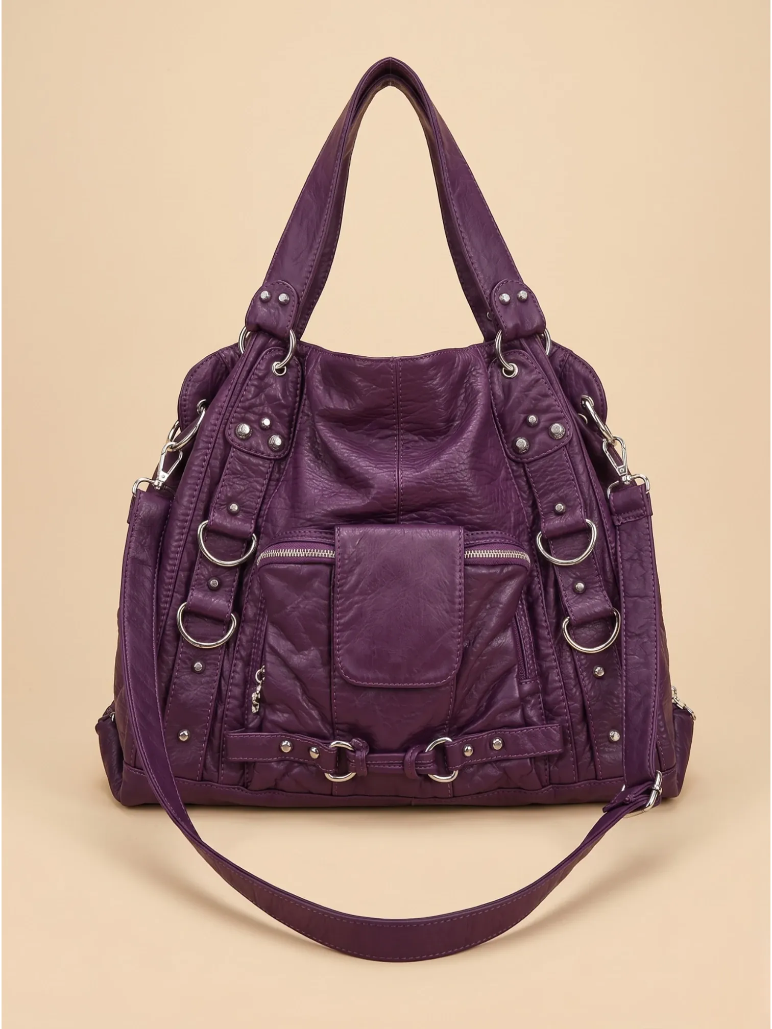 Grand Sac a Main de Cours Y2K Cuir Vegan Violet