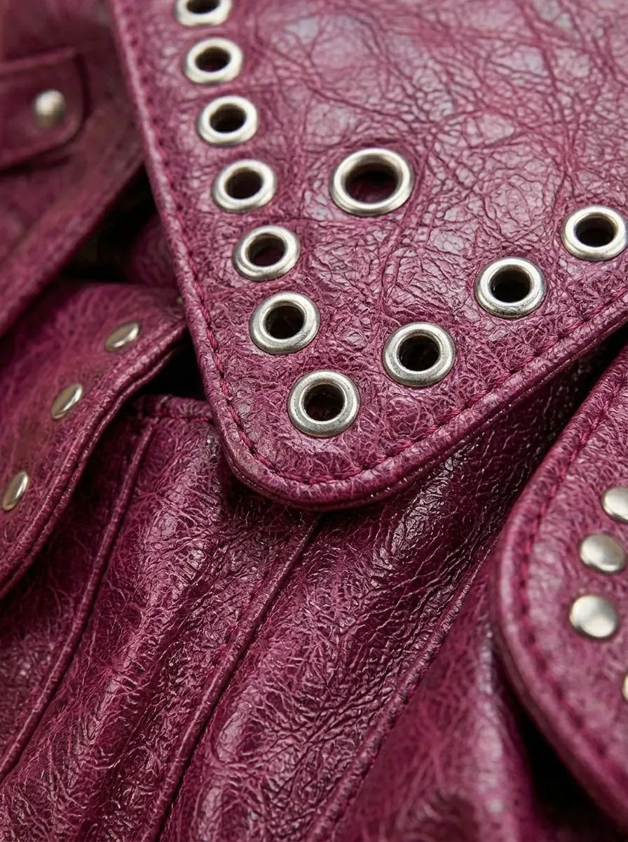 Grand Sac a Main de Cours Y2K Rivet Framboise