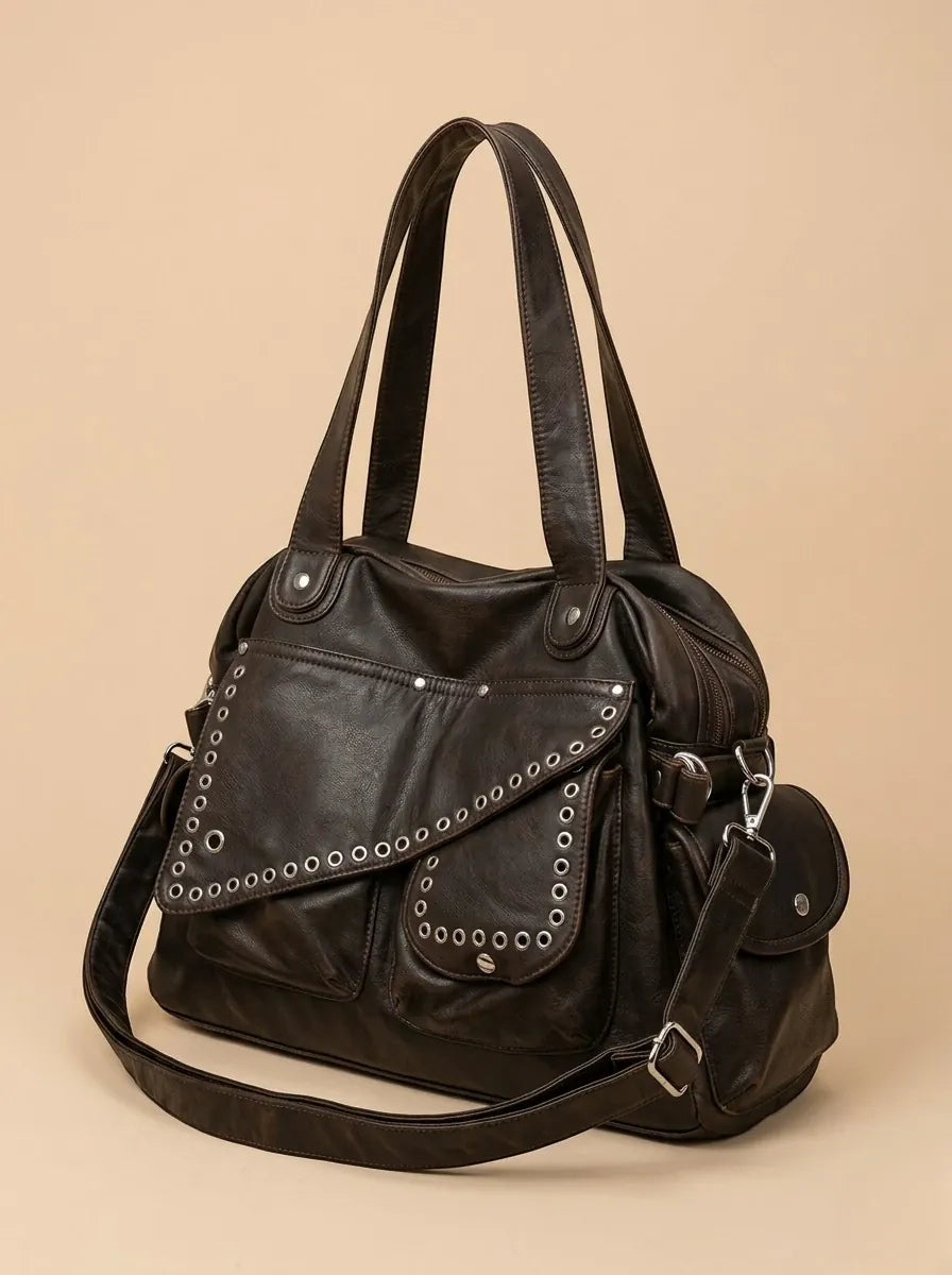 Grand Sac a Main de Cours Y2K Rivet Café