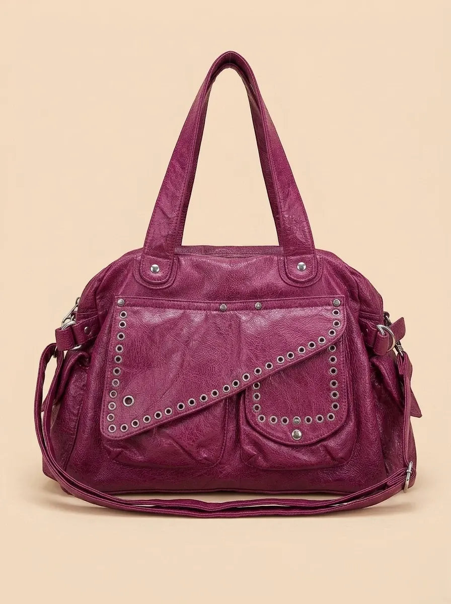 Grand Sac a Main de Cours Y2K Rivet Framboise