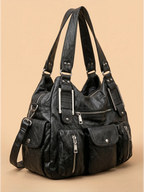 Grand Sac à Main Noir Multi-Poches Noir