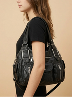 Grand Sac à Main Noir Multi-Poches Noir