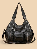 Grand Sac à Main Noir Multi-Poches Noir