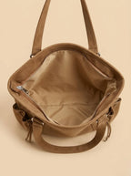 Grand Sac Cabas Daim Poches Latérales Camel