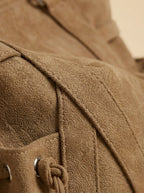 Grand Sac Cabas Daim Poches Latérales Camel
