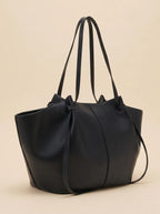 Grand Sac Cabas de Cours en Cuir Vegan Lisse Noir
