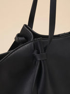 Grand Sac Cabas de Cours en Cuir Vegan Lisse Noir