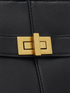 Grand Sac Cabas de Cours en Cuir Vegan Lisse Noir