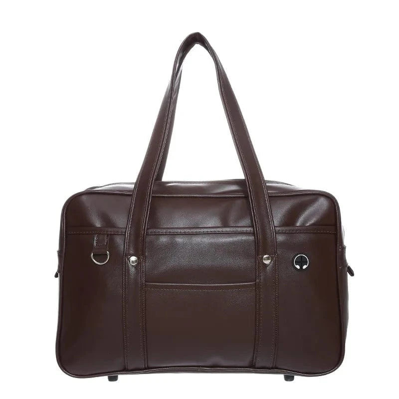 Grand Sac Cabas de Cours en Simili Cuir Café