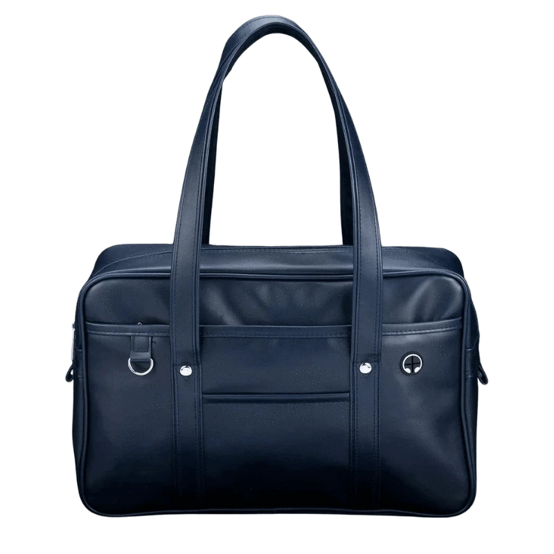 Grand Sac Cabas de Cours en Simili Cuir Marine